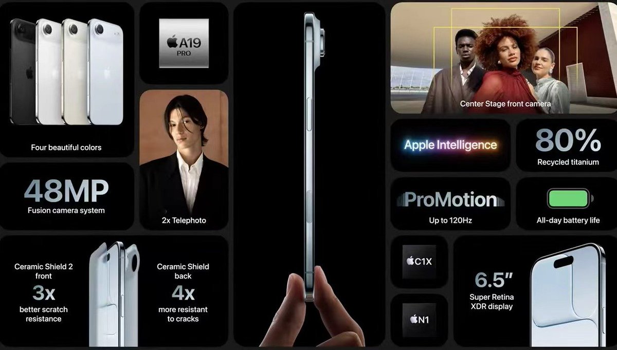 全新 iPhone Air 驚喜亮相！5.6mm 超薄設計、6.5 吋螢幕支援 120Hz、4 種顏色可選

細節看這邊👉
applealmond.com/posts/291209