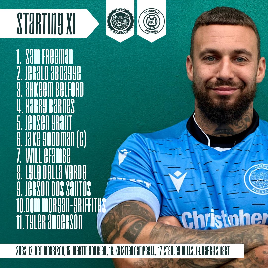 Your Phoenix XI to face <a href="/StansfeldFC/">Stansfeld FC</a> this evening. COYP! 🟢⚫️

#PhoenixSports #WeRise
