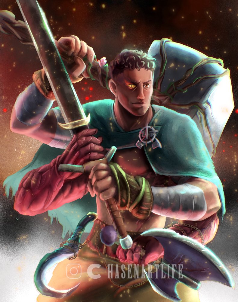 Sou eu de novo!
Vim postar mais uma commission  que eu fiz recentemente. Um guerreiro Inovador, devoto de Arsenal
Commissions para setembro e outubro ainda estão abertas 🙌🏻
#characterart  #commission #fantasyart #tormenta #tormenta20 #fighter #characterdesign