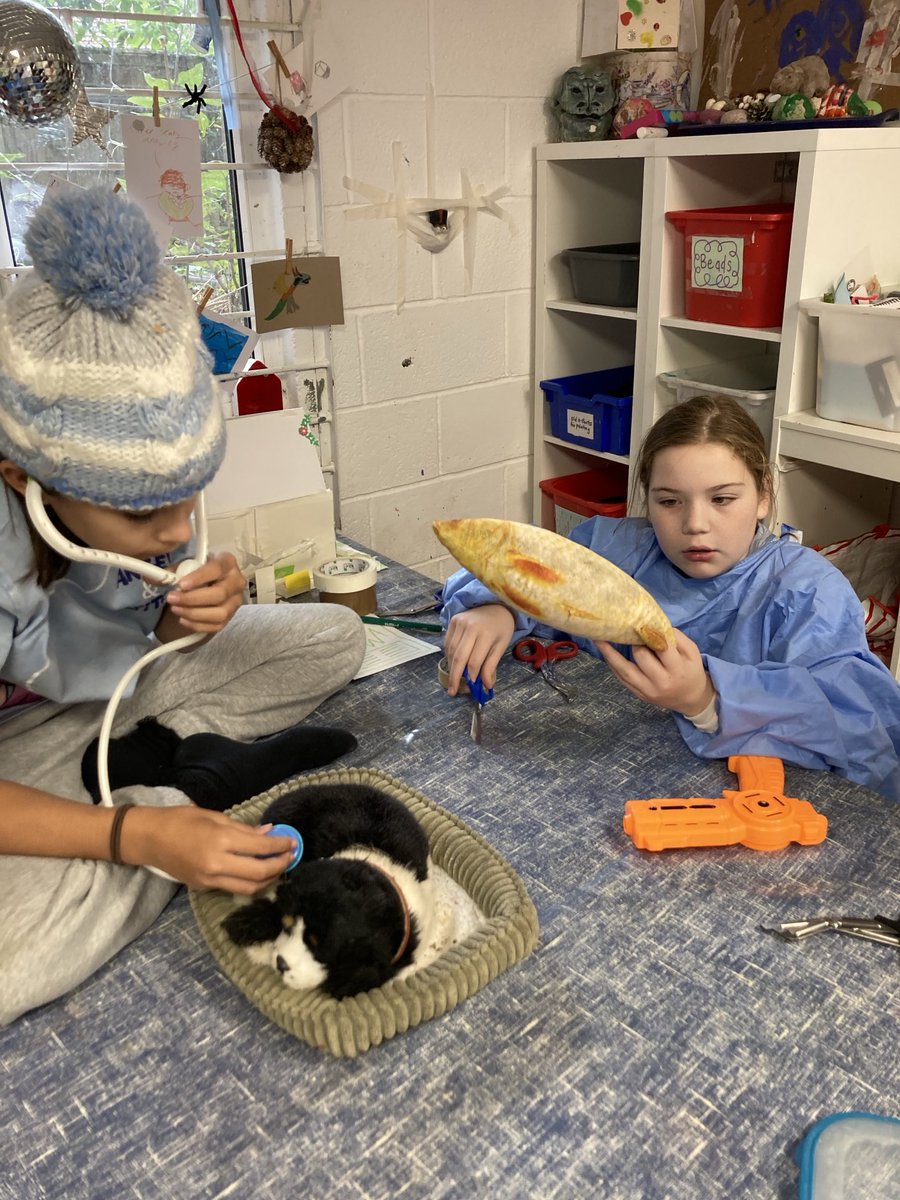 Play_Glos's tweet photo. Playing out animal hospitals with a proper dog (who loved his role) and varied props (fish, unicorn, puppy) during #P2N2 session at #ThePlaySanctuary https://t.co/DgStXVRCtW