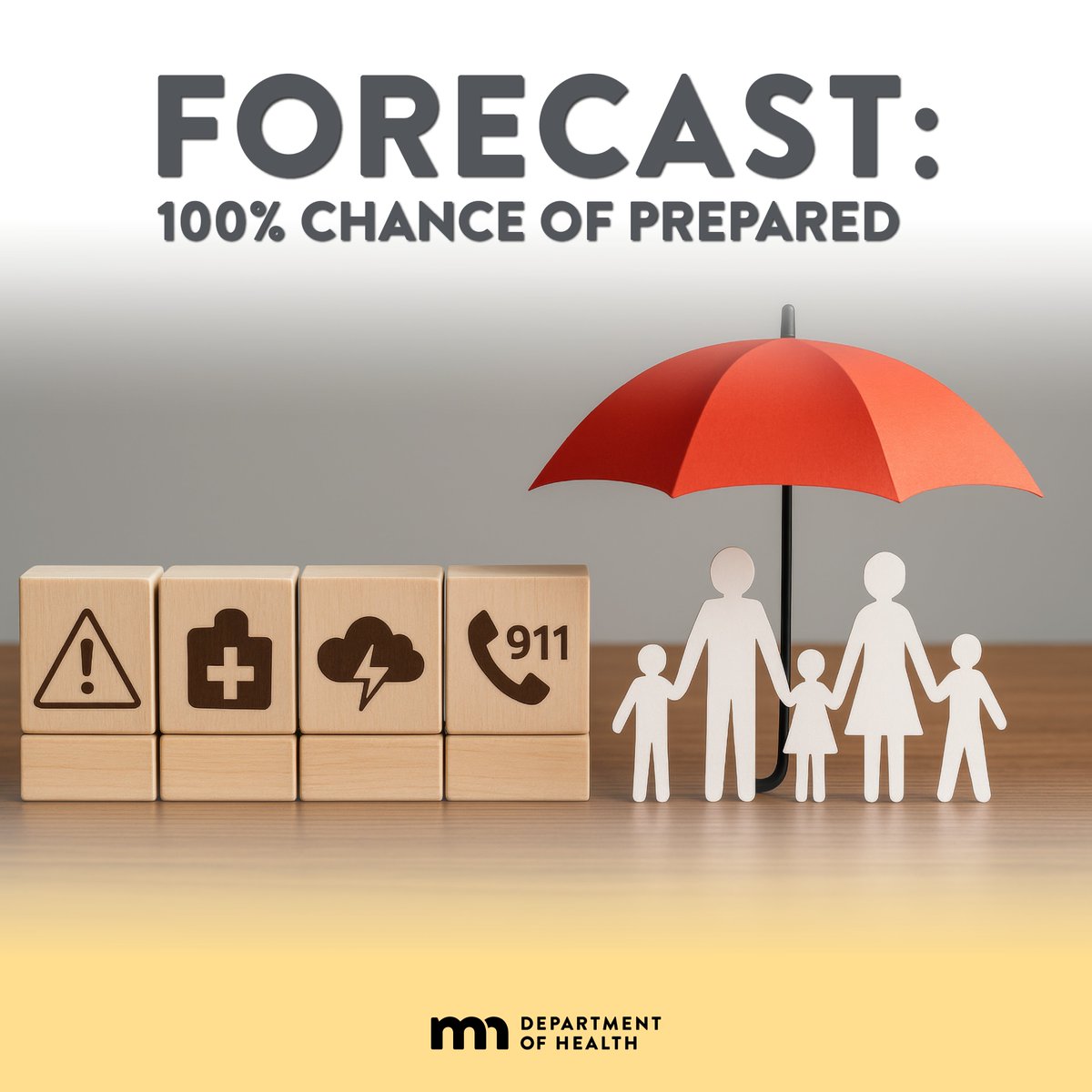 September is National Preparedness Month! The Minnesota Department of Health’s Emergency Preparedness and Response division encourages everyone to take a moment this month to plan ahead for emergencies. Being prepared helps protect you, your loved ones, and your community.