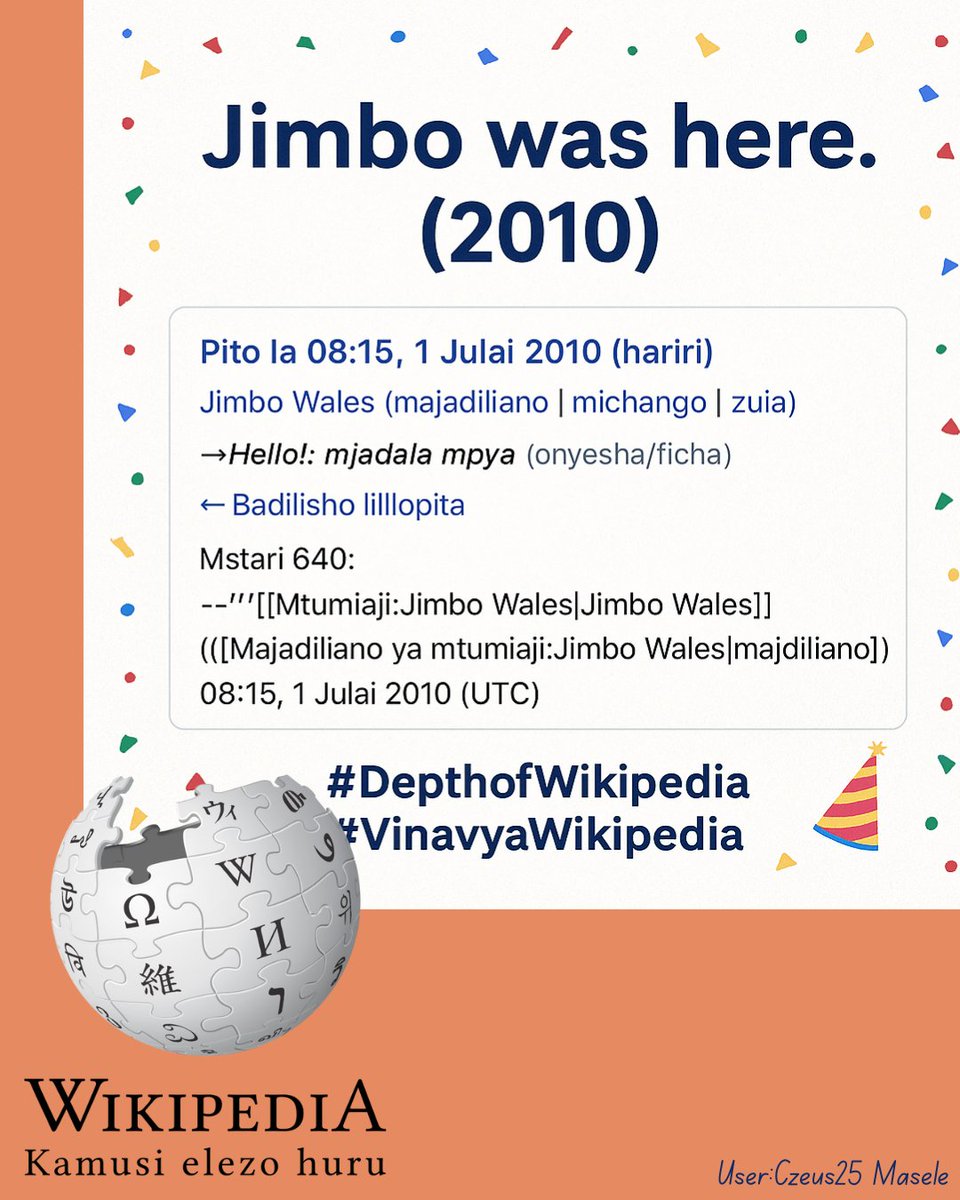 When you realize Wikipedia’s founder left just one edit on Swahili Wikipedia back in 2010… 

History really hides in the edits. 

#DepthofWikipedia #VinavyaWikipedia