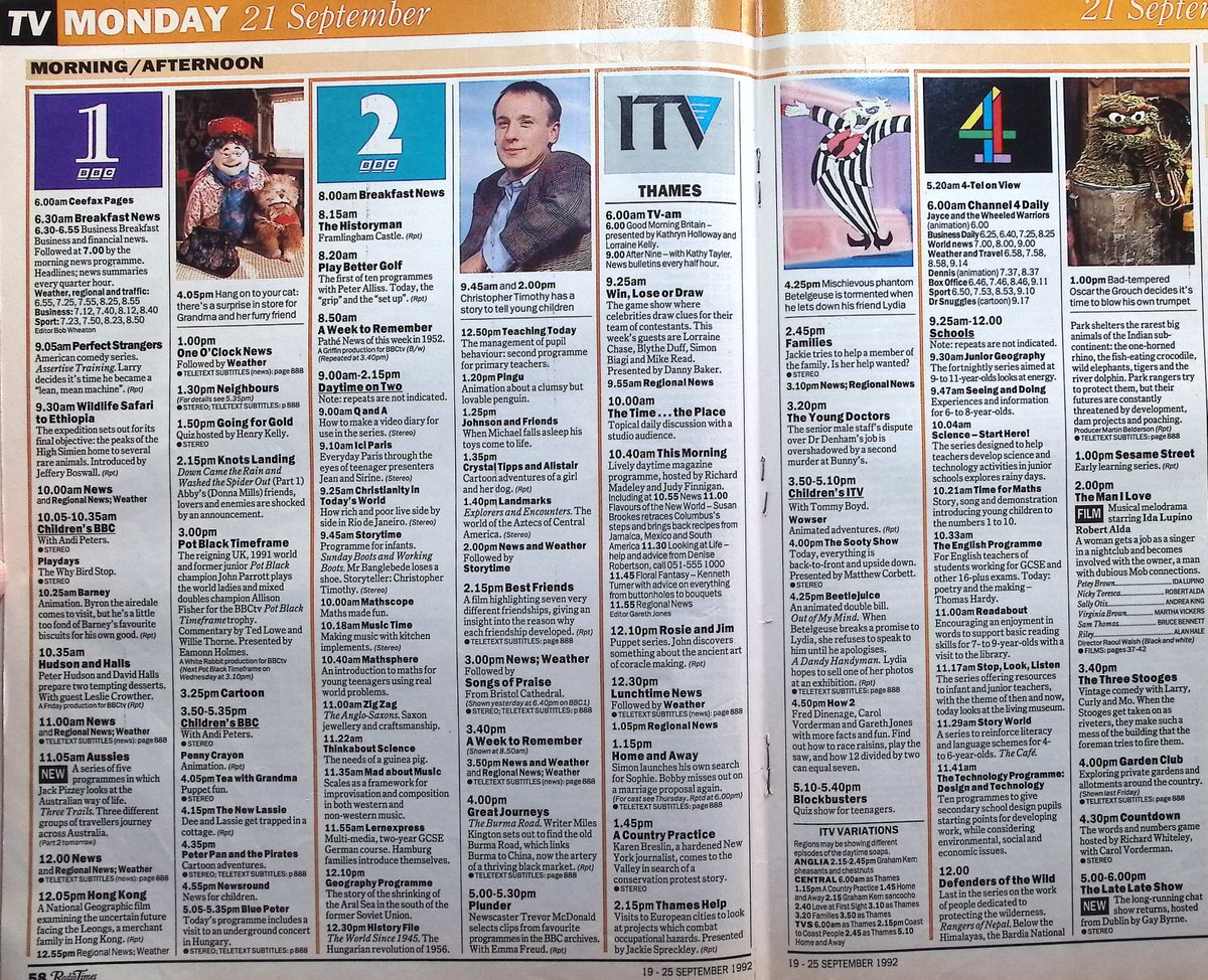 TvDidYouSee's tweet image. #OnThisDay 21 September 1992 📺TV Listings
STRIKE IT LUCKY, SOLDIER, SOLDIER and WORLD IN ACTION all begin new series.
Another chance to see #DavidJason in A BIT OF A DO.
He Died a Death in MURDER MOST HORRID.
Is Betty prepared to make the ultimate sacrifice in #CoronationStreet?