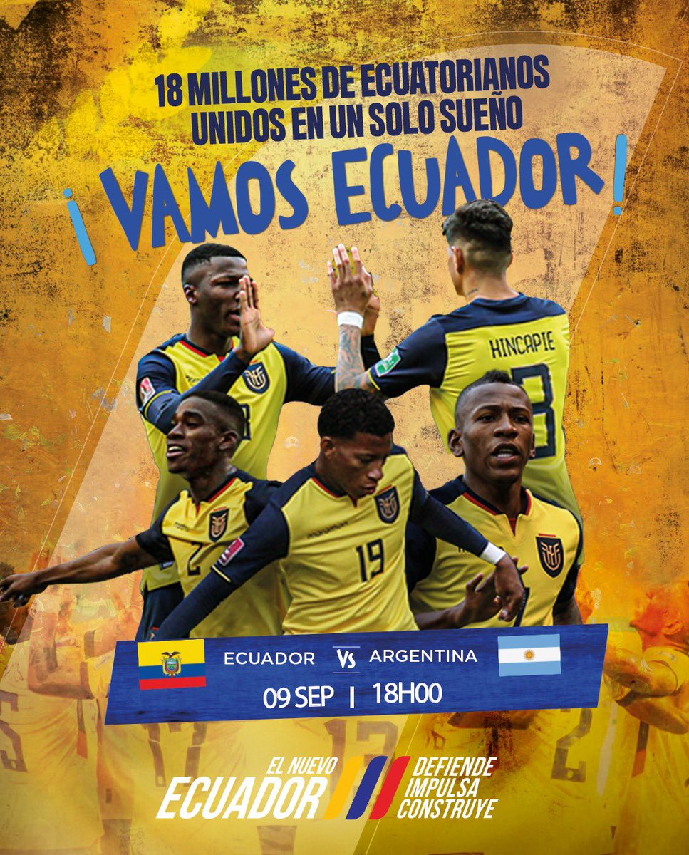 ¡Es hoy! 💛💙❤️

18 millones de ecuatorianos nos unimos para apoyar a la tricolor en su último partido por eliminatorias. 

¡Vamos Ecuador! 🇪🇨