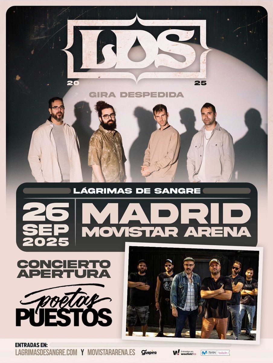 Agradecidos de que <a href="/LDS_Crew/">Lágrimas de Sangre</a> cuenten con nosotros para su gira de despedida y su bolo en Madrid. Aquí os dejo el cartel

<a href="/poetaspuestos/">POETAS PUESTOS</a> parece que nos están pasando cosas buenas ultimamente...