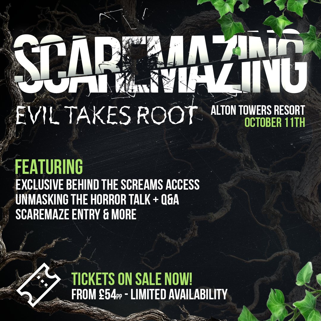 Tickets are on sale now for TowersTimes’ ScareMazing on Saturday 11th October at <a href="/altontowers/">Alton Towers Resort</a>, featuring:

🌲 Behind the screams access to Edge of the Forest
🎃 Talk and Q&amp;A
👻 Scare maze entry

🎟️ attractionsource.com/events/scarema…