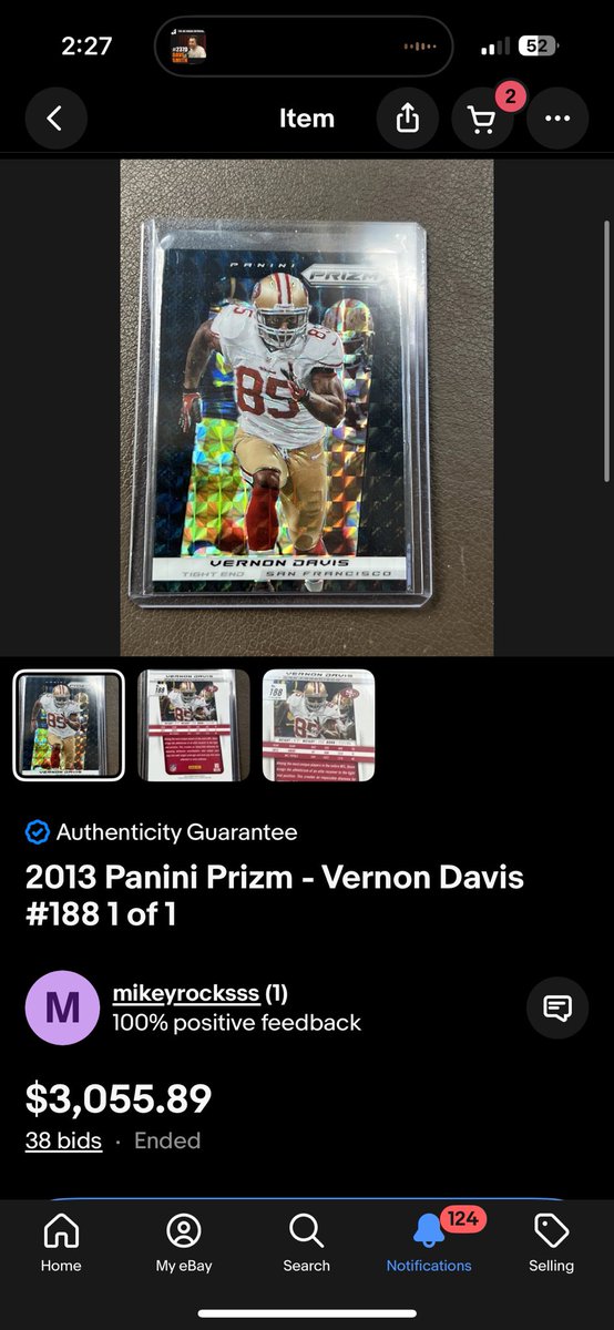New all time high for a Vernon Davis card?

Probably.