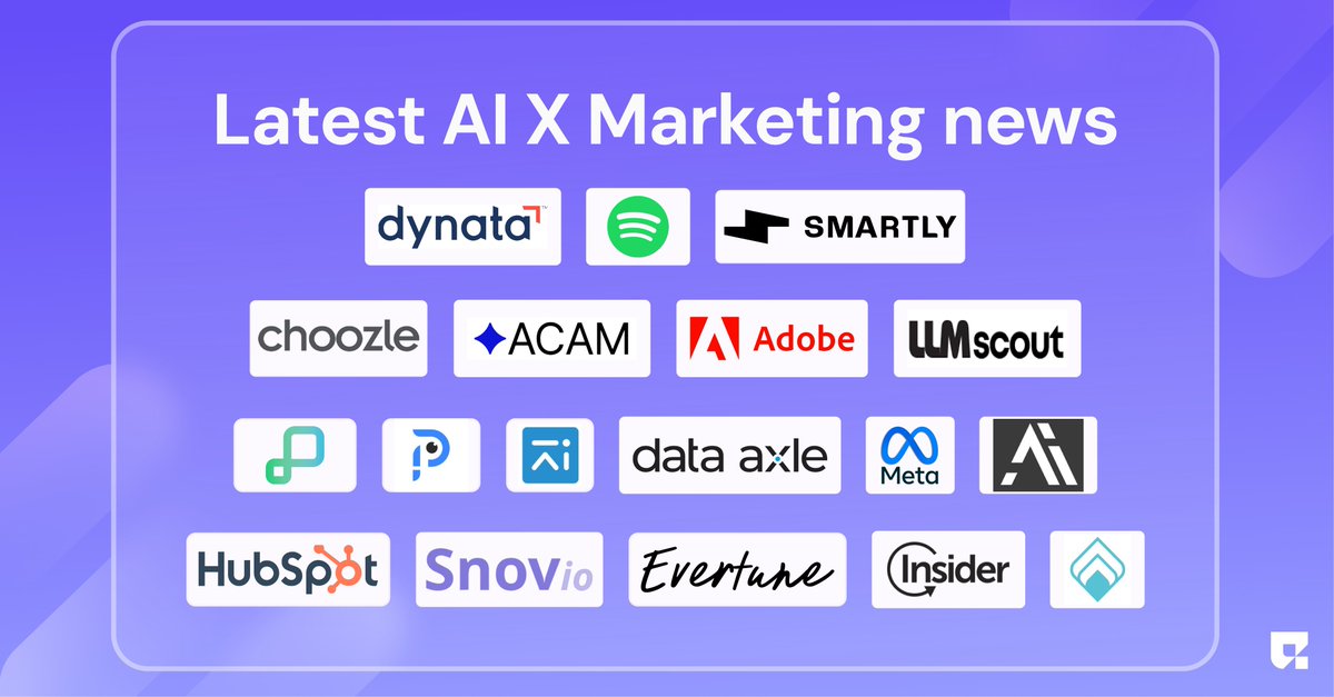 Here's everything that happened in AI X Marketing recently👇 
(save for later):

1. <a href="/HubSpot/">HubSpot</a> – Loop Marketing
News: HubSpot launched a new Loop Marketing playbook with 200+ AI updates.
Impact: Marketers can create content faster, personalize at scale, and run campaigns more