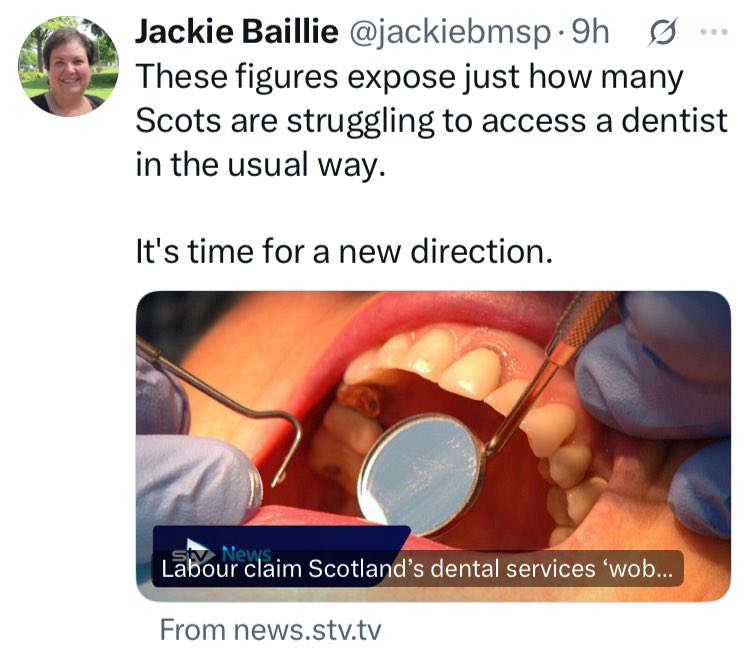 ‘Claiming’ anything is simply speculation.

It’s a guess not based upon research. Or fact. Haphazard at best.

But it is the new direction jb and labour would like to take.

Fact.
ScotGov increases dental care by 15%. Over £500m for first time.

#voteSNP
#DeliveringForScotland