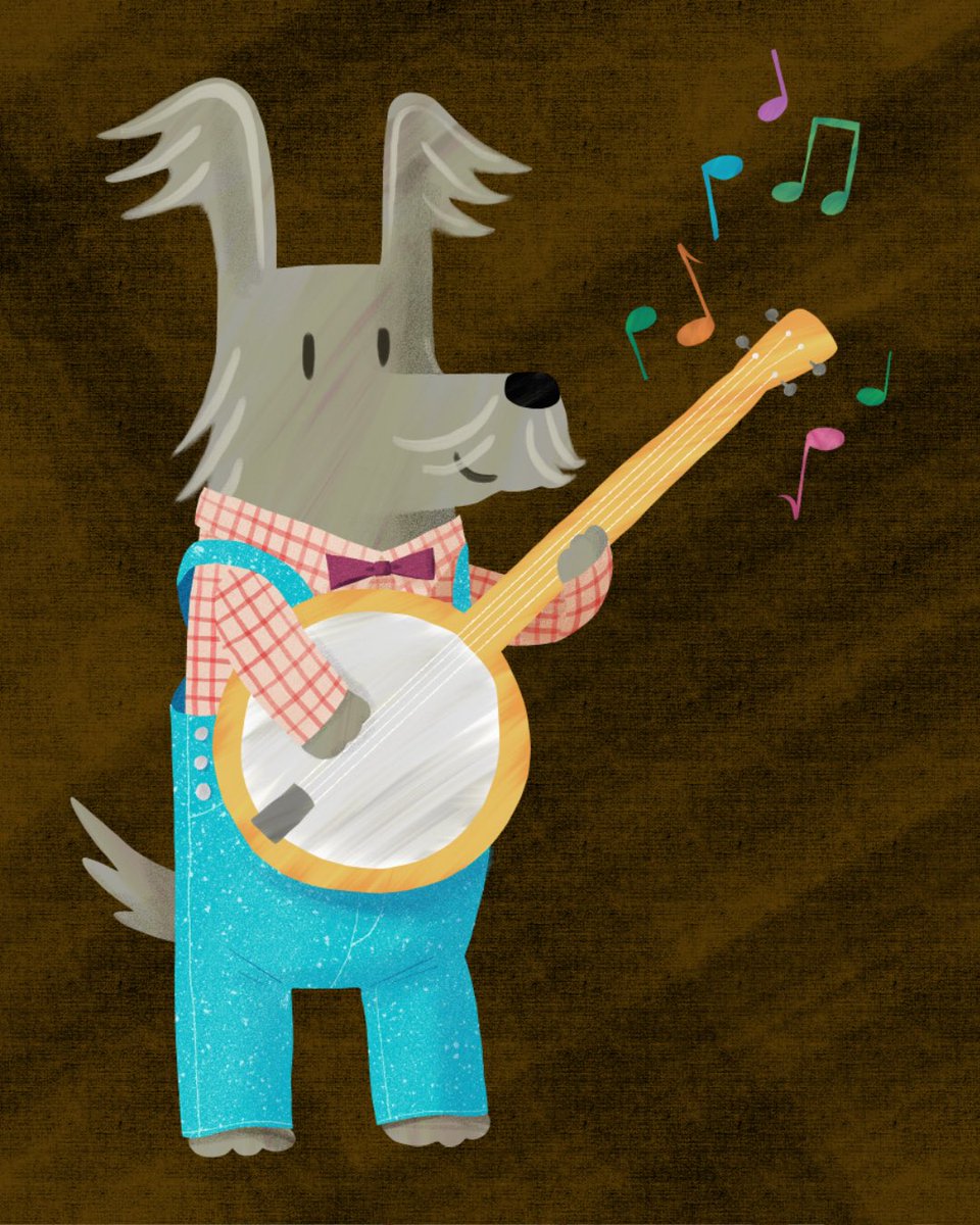 I know exactly what you need: the banjo-playing Schnauser from my book A MAKER OF DRESSES. 🎶🪕 #violetlemay #illustrations #illustrator #kidlitart #picturebook #amwriting #mbartist #banjo