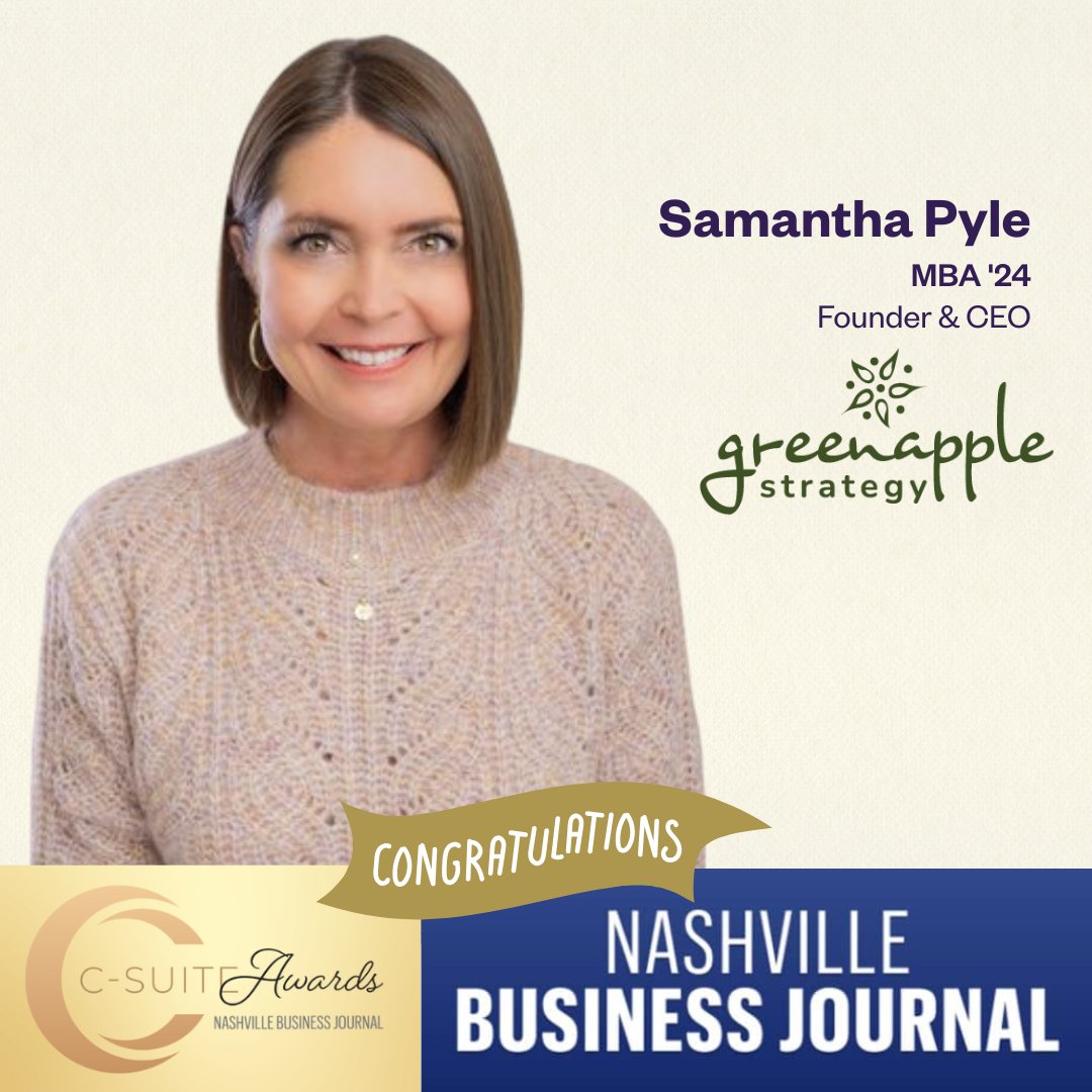 Celebrating Samantha Pyle, MBA ('24) for making the Nashville Business Journal C-Suite Award list! 👏 Congratulations, Samantha! Way to represent the COB! 🦬