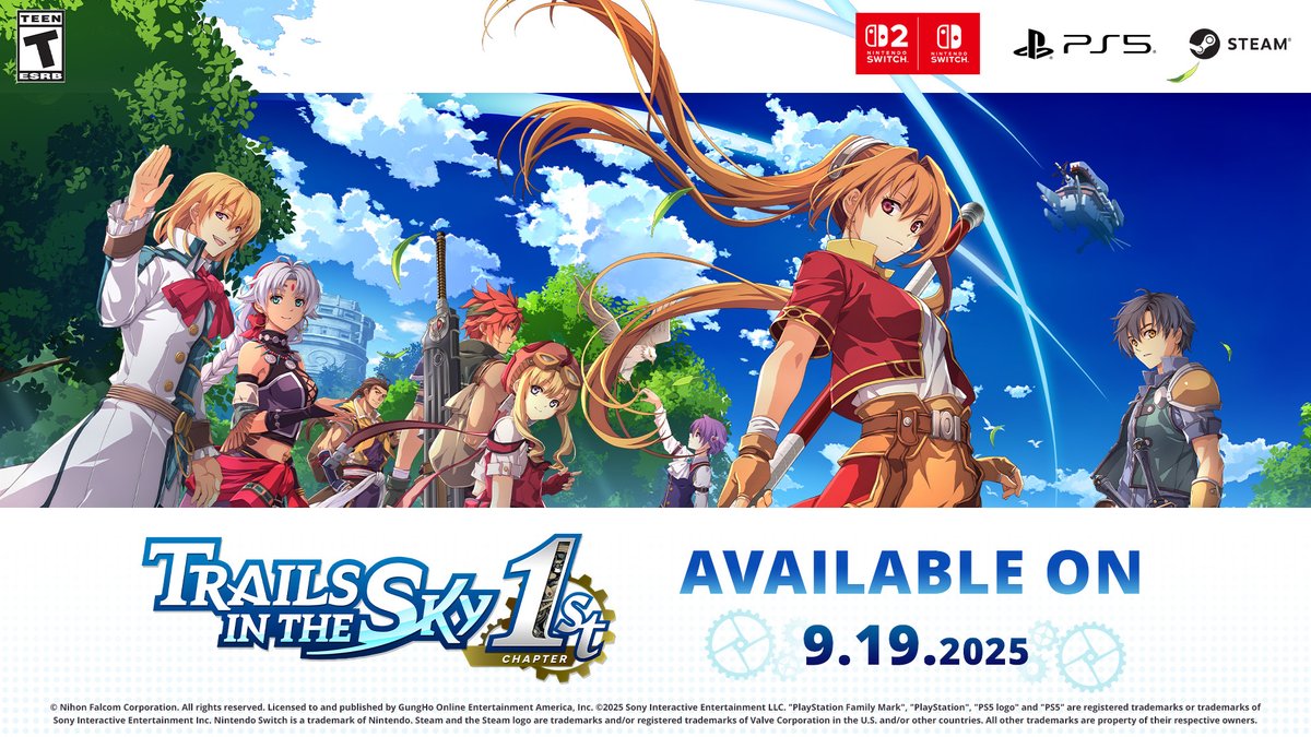 FranceTrails's tweet photo. 🔔 Une version Switch 2 de Trails in the Sky : First Chapter vient d'être annoncée.

Celle-ci sera disponible en même temps que les versions Switch 1, PS5 et PC le 19 Septembre ! https://t.co/Cuo0c3Cf5z