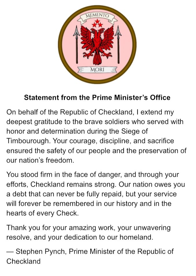 Statement from the Prime Ministers Office. #Checkland #Micronation