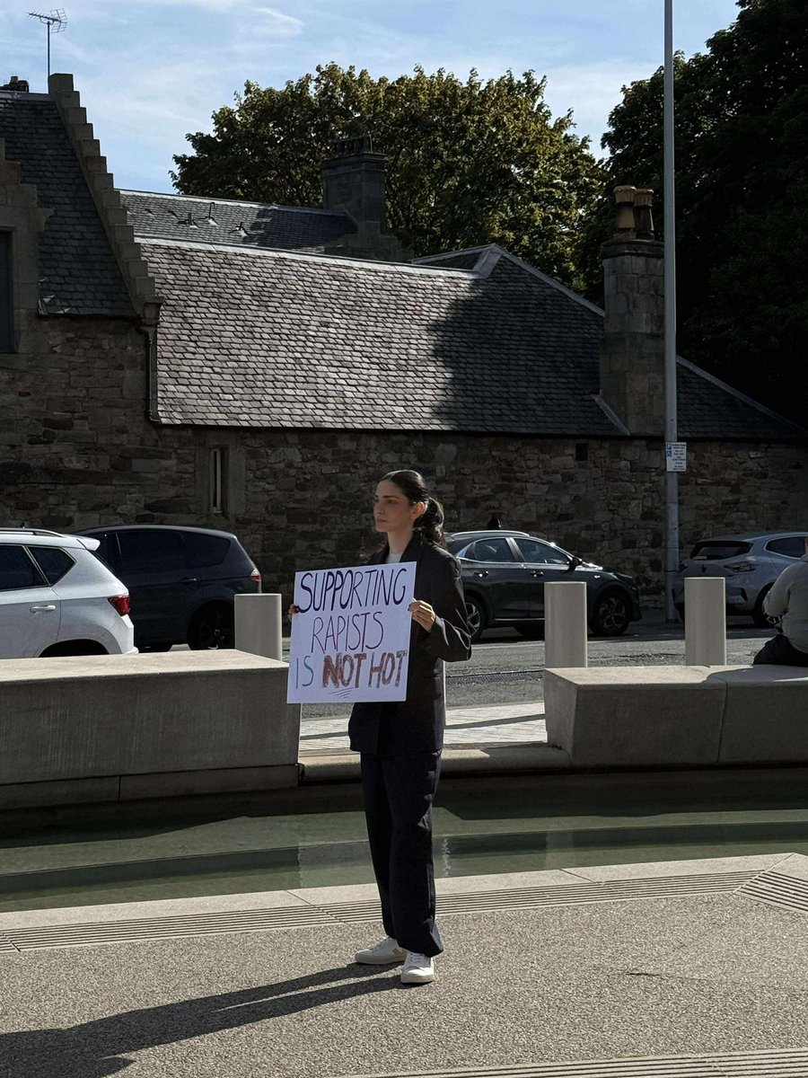 Today was tough. I underestimated how difficult it would be facing the supporters of convicted rapists, paedophiles, and domestic abusers. While they jeered at us and tried to silence us, we remained resolute. Thank you to the brave survivors who came along 🖤