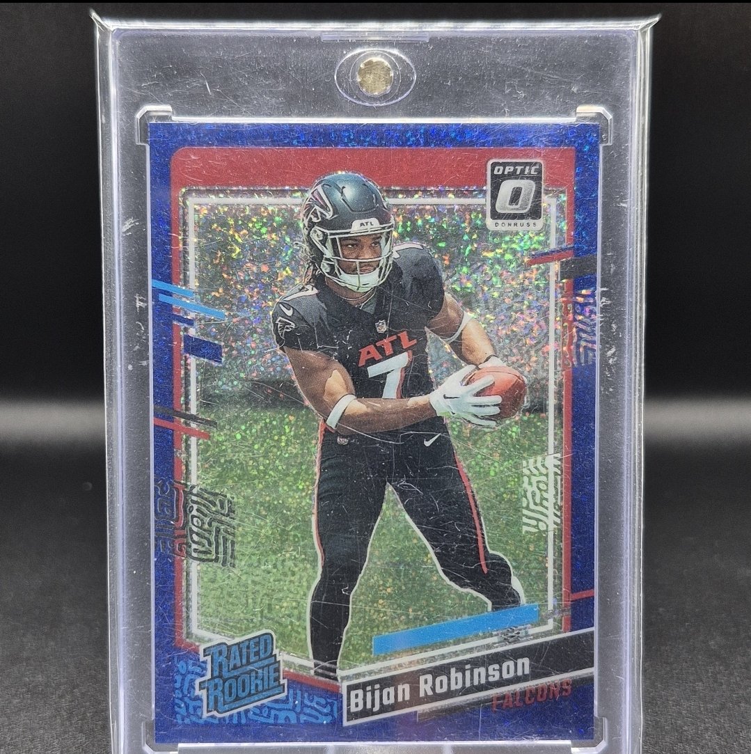 2023 Optic Bijan Robinson Blue Glitter 

$50

Claim by take or player name.

Shipping 
$1 PWE 1-4 standard cards 2 thicker
$5 BMWT 
$50+ stacks ships free BMWT

#RowdyStacks