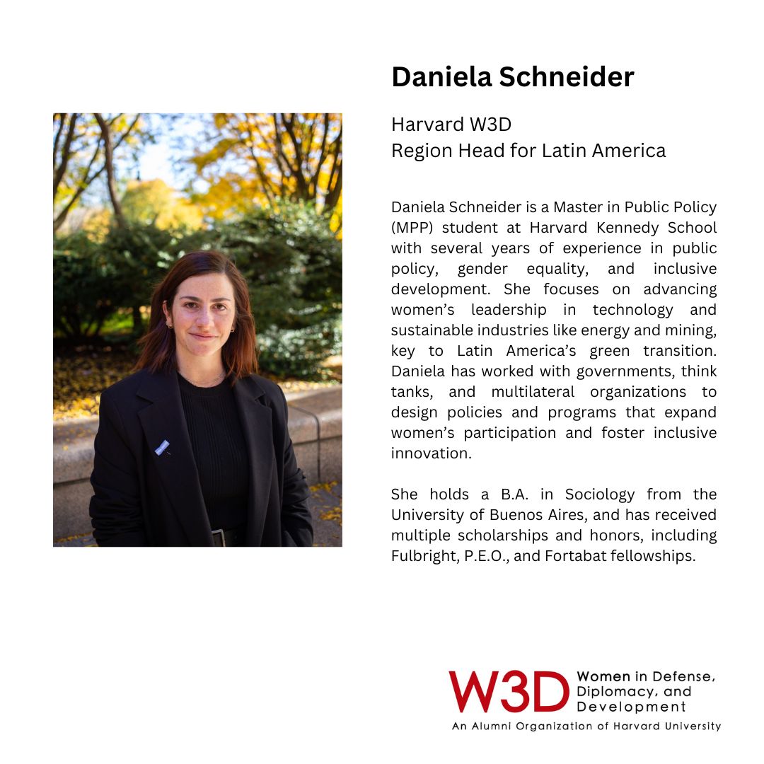 ✨ We're thrilled to welcome Daniela Schneider as Harvard W3D's new Regional Head for Latin America!