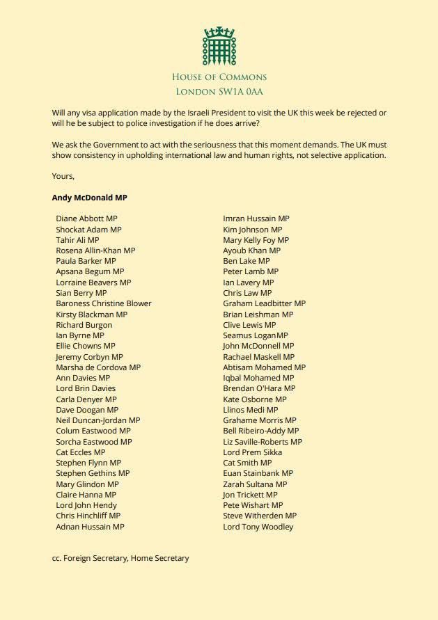 I’ve signed this letter to the UK Government about their obligations under the Genocide Convention &amp; after their absurd analysis of genocide + reports that they will welcome Israel’s Prime Minister- who was photographed writing messages on shells before they were dropped on Gaza.
