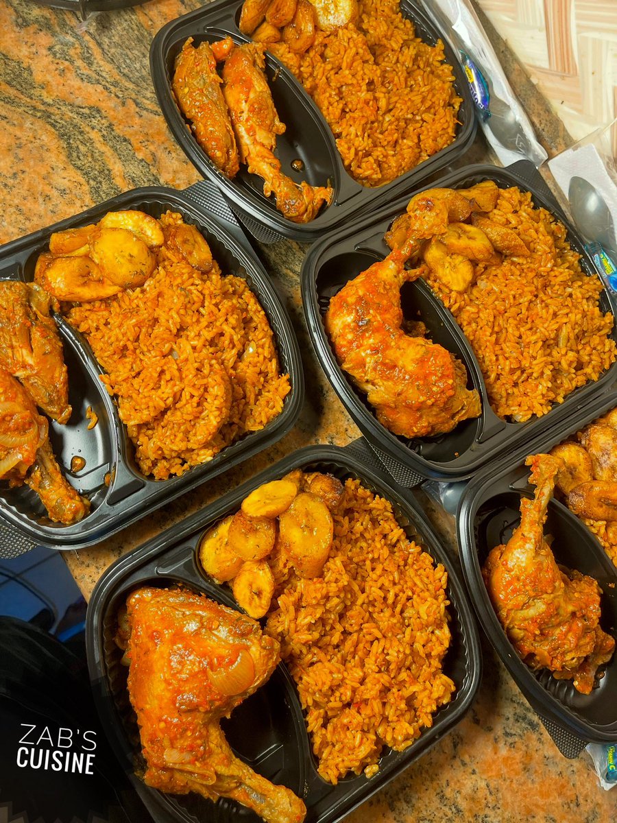 IDAN ALASE OF IBADAN//UPCOMING IYAWO ALHAJI😌 (@zabscuisine) on Twitter photo Our special Jollof combo will be available for lunch tomorrow.
With 7,500 you will be getting
1 liter bowl of jollofrice 
1 big Peppred Chicken Lap
Coleslaw 
Plantain 
Pls Retweet.🙏 Our special Jollof combo will be available for lunch tomorrow.
With 7,500 you will be getting
1 liter bowl of jollofrice 
1 big Peppred Chicken Lap
Coleslaw 
Plantain 
Pls Retweet.🙏