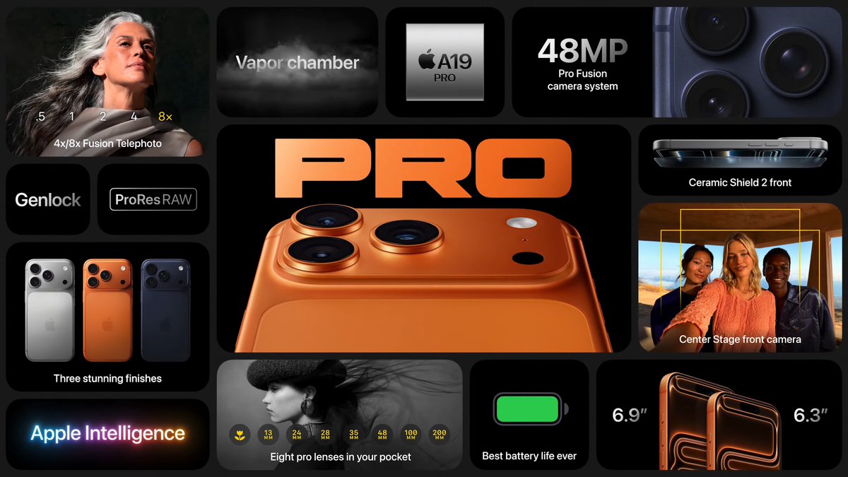 MARCIANOPHONE's tweet photo. 💥 Nuevo iPhone 17 Pro !! 

📸 Triple cámara trasera de 48MP + frontal de 18MP
🔭 Zoom digital hasta 40x
🎬 4K120, Dolby Vision HDR, ProRes Log & ACES 
🔋 “La batería más grande en un iPhone” – hasta 39h de video en el Pro Max
🔥 Chip A19 Pro con nuevo sistema de enfriamiento
💧 Cámara de vapor con agua ionizada 
🛡️ Ceramic Shield al frente y detrás
✨ Diseño “Unibody” en aluminio ultrarresistente
🎨 Colores: Silver, Deep Blue y Cosmic Orange (me encantó) 
📱 Inicia en 256GB y hasta 2TB en el Pro Max
👜 Nueva funda “TechWoven”
💵 Desde $1,099