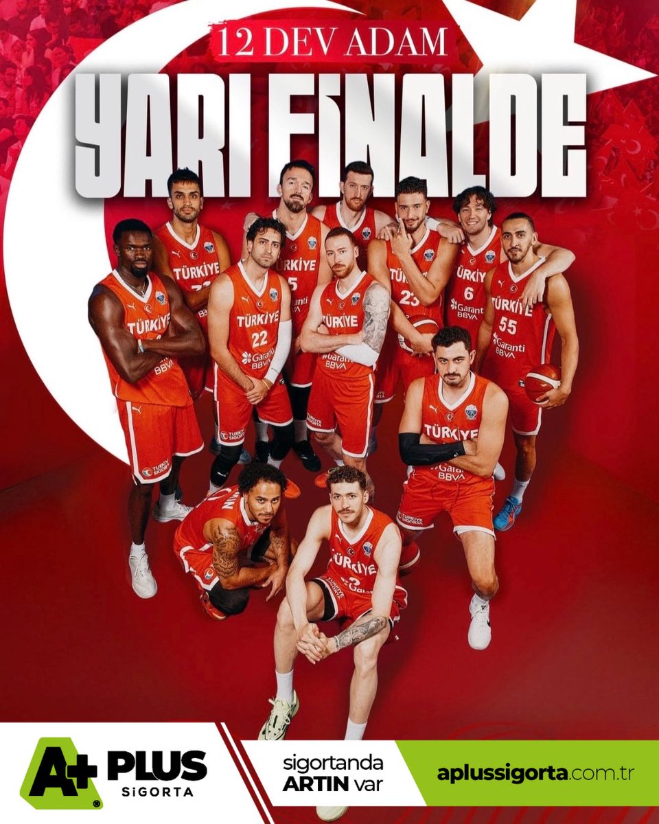 A Millî Basketbol Takımımız, sahadaki mücadele ruhu ve inancı ile bizlere büyük bir gurur yaşatarak yarı finale yükseldi. Bu büyük başarıda emeği geçen tüm oyuncularımıza ve teknik ekibe teşekkür ediyor, final yolunda yürekten başarılar diliyoruz.

#BizimÇocuklar #Türkiye