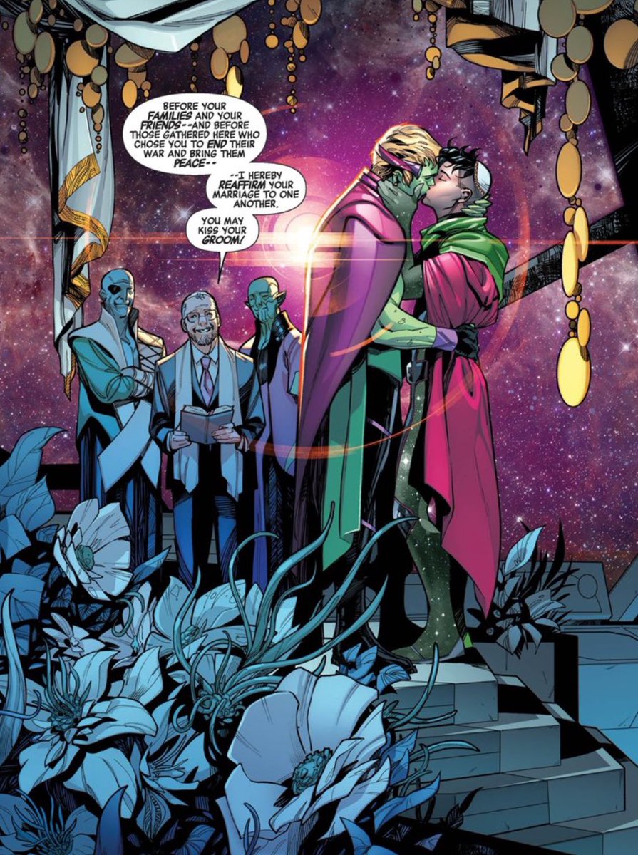 hulklingcomfort's tweet image. today marks the 5th wedding anniversary of WICCAN &amp;amp; HULKLING

Teddy Altman married Billy Kaplan twice, effectively unifying the Kree/Skrull Empires (which are currently in the verge of disaster)