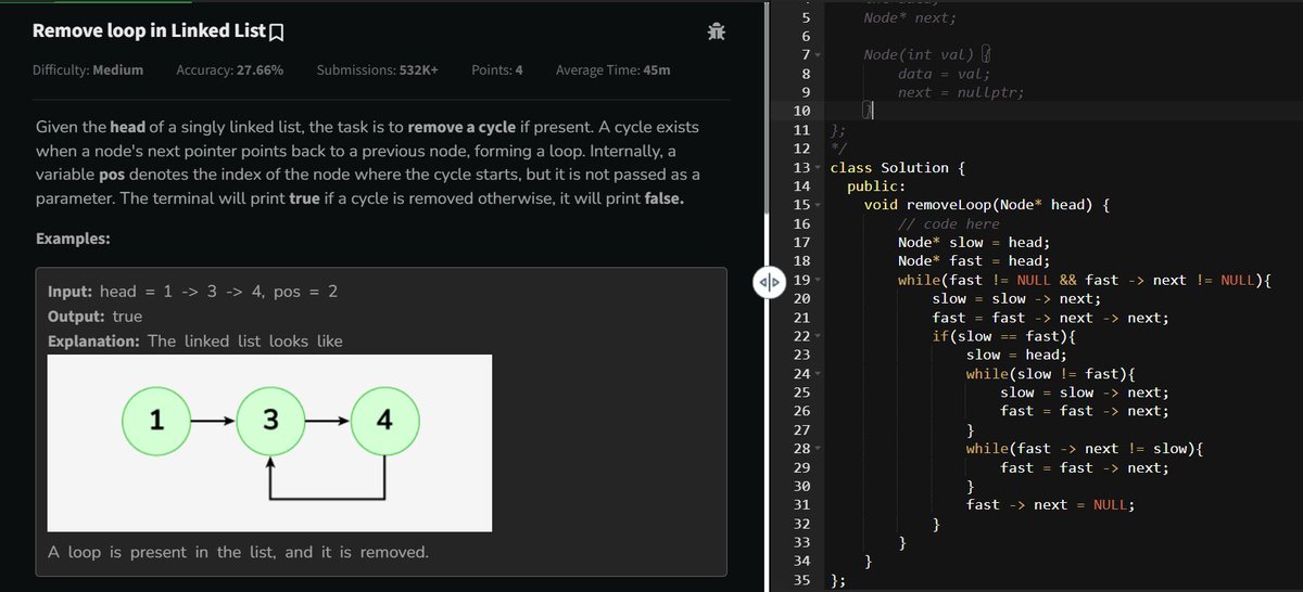 manviCodes's tweet image. ✅Day - 4 of #100DaysOfCode 
Linked List revision
🔹#gfg Remove Cycle in a Linked List
🔹#gfg Add 1 To a Linked List number

#buildinpublic #programming #connect #letsconnect