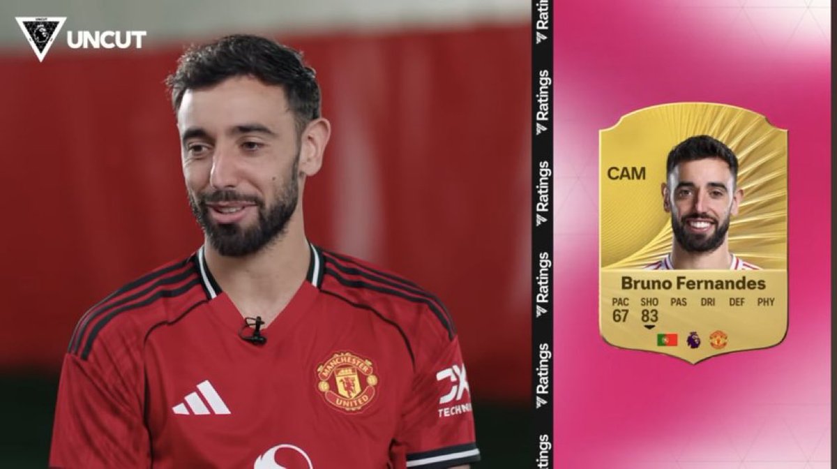 Bruno Fernandes sobre tener 83 como su estadística general de disparo en EA FC 26: "El jugador con más goles desde fuera del área, creo que debería ser más alta, pero es lo que hay"