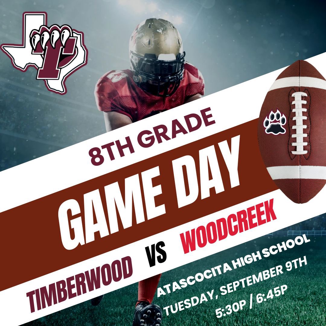 🏈 Game Day - ROUND 2! 🏈

It’s the 8th Graders turn to take the field today! Good luck, Panthers! 🐾

#PantherPride #GameDay #TMSFootball