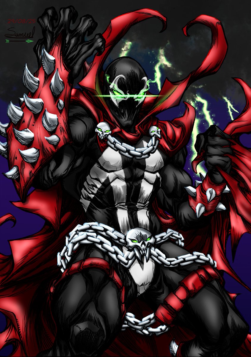 SamTurbo10's tweet image. Buenas tardes a todos. Por fin pude completar el #ColorChallenge que el artista Paolo Pantalena ofreció en su Insta de uno de mis personajes favoritos: #Spawn .

Él mismo dibujo al personaje pero yo me ocupé de ponerle los colores en #ClipStudioPaint , tardé unos pocos días...