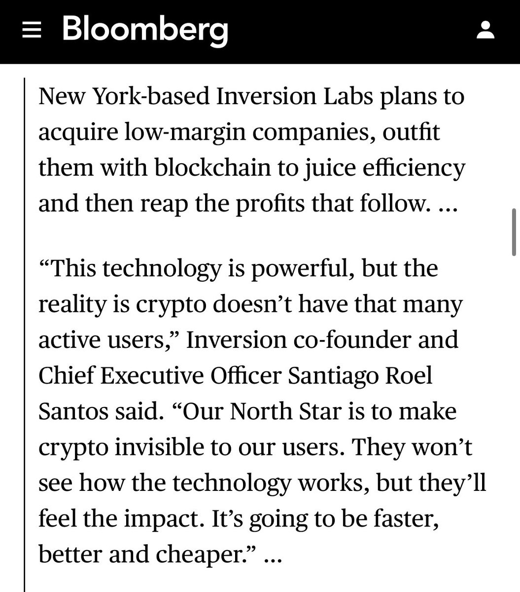 santiagoroel's tweet image. “Our North Star is to make crypto invisible to our users. They won’t see how the technology works, but they’ll feel the impact. It’s going to be faster, better and cheaper”
@matt_levine is inverting