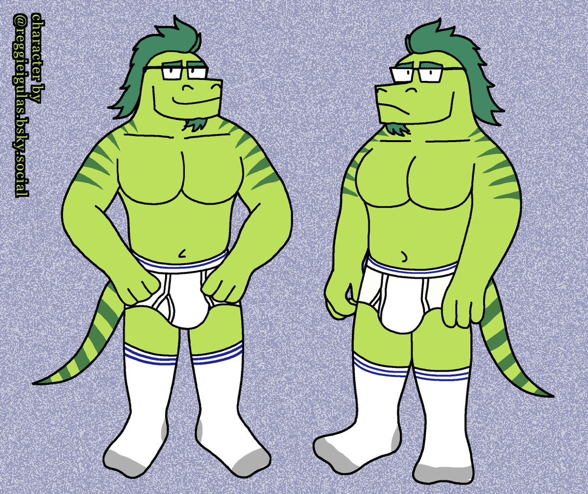 commission art done of the hockey iguana reggie himself... in his underwear of course