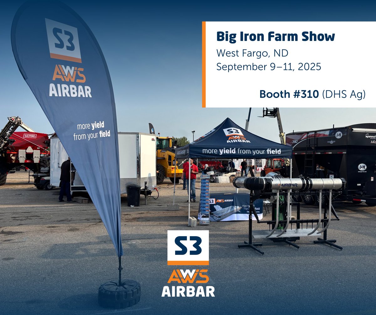 S3 AWS Airbar is in West Fargo, ND this week with DHS Ag for the Big Iron Farm and Construction Show! 💪

Stop by Booth 310 and talk to Ron about how S3 AWS can help you get more yield from your field.

#S3Group #MoreYieldFromYourField