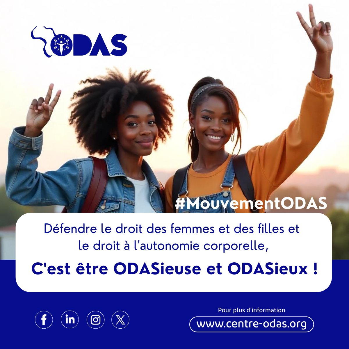Le droit ⚖️ à l’avortement est un droit humain fondamental. Là où il est restreint, les femmes et les filles sont poussées vers des avortements non sécurisés, mettant leur santé et leur vie en danger.

Défendre ce droit ✊, c'est être ODASieuse et ODASieux, c’est protéger la vie,