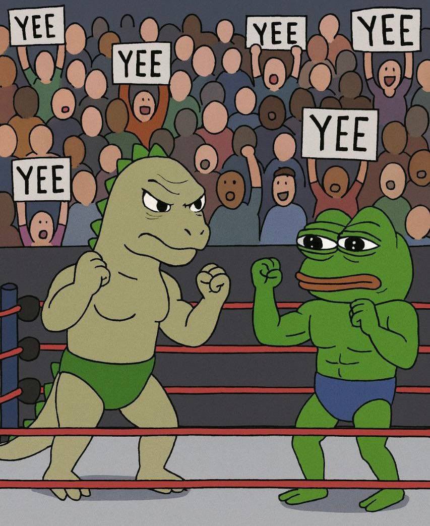 QuantumPsX's tweet photo. @0xSweep $YEE got that right👀 

PEPE went billions 

Doge went billions 

Time for $YEE to take on PEPE 🤝 https://t.co/OyRwaIsZUu