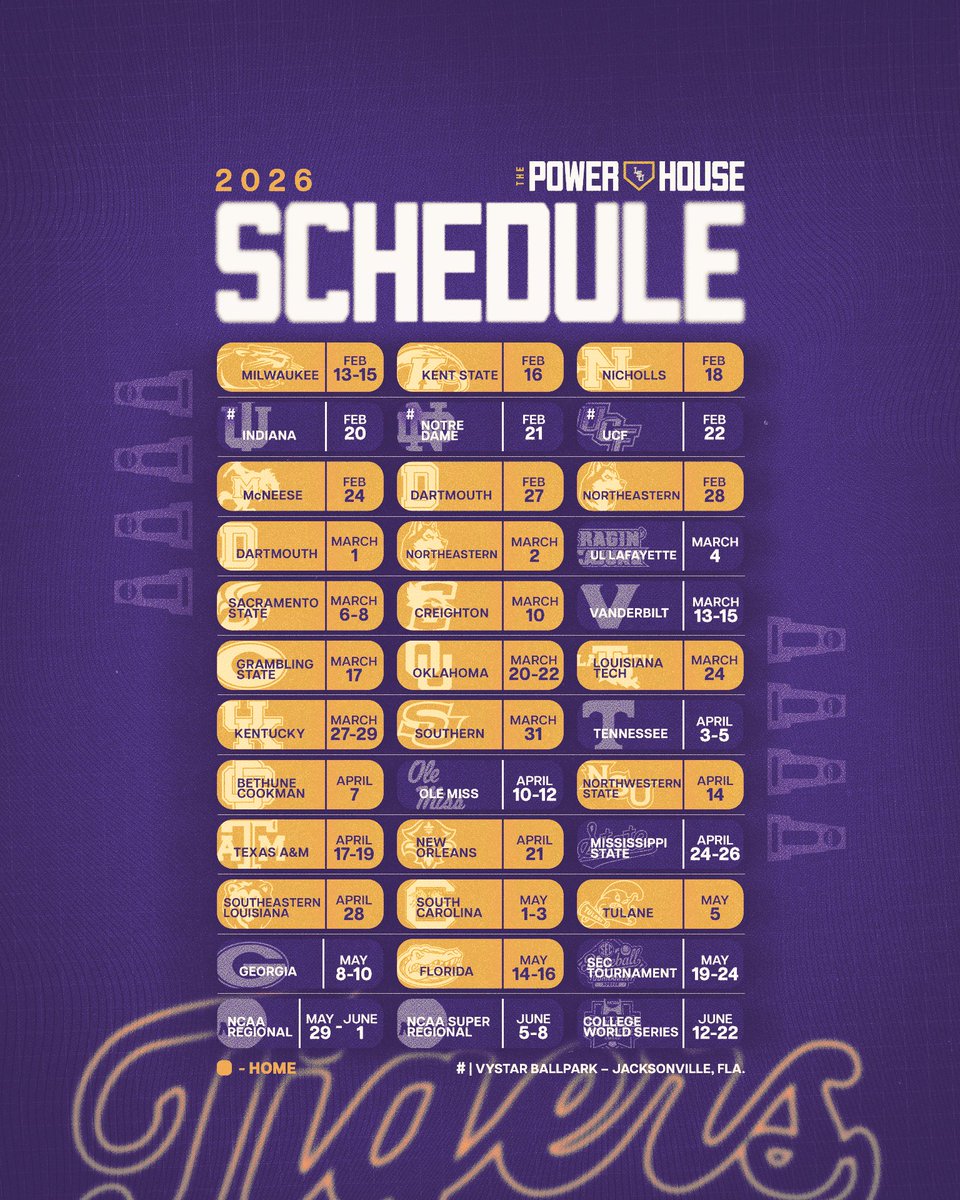 LSUbaseball's tweet image. Our 2026 Schedule Is Here 🗓️

#ThePowerhouse