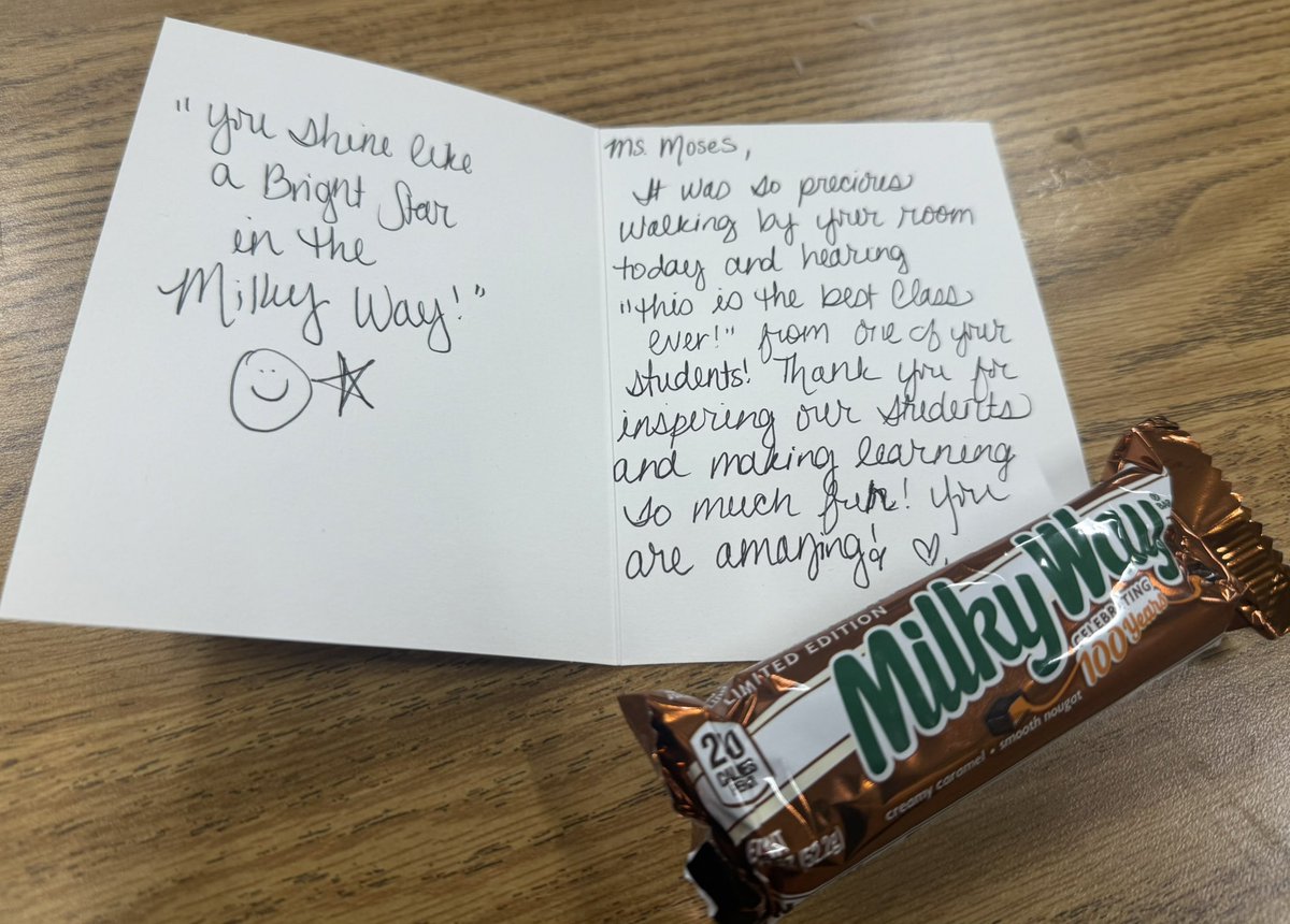 A handwritten note and a candy bar from a colleague showed up in my mailbox today. Just a few kind words—but they completely lifted my spirit. It’s amazing how small gestures can make a big impact. Grateful. 💌🍫