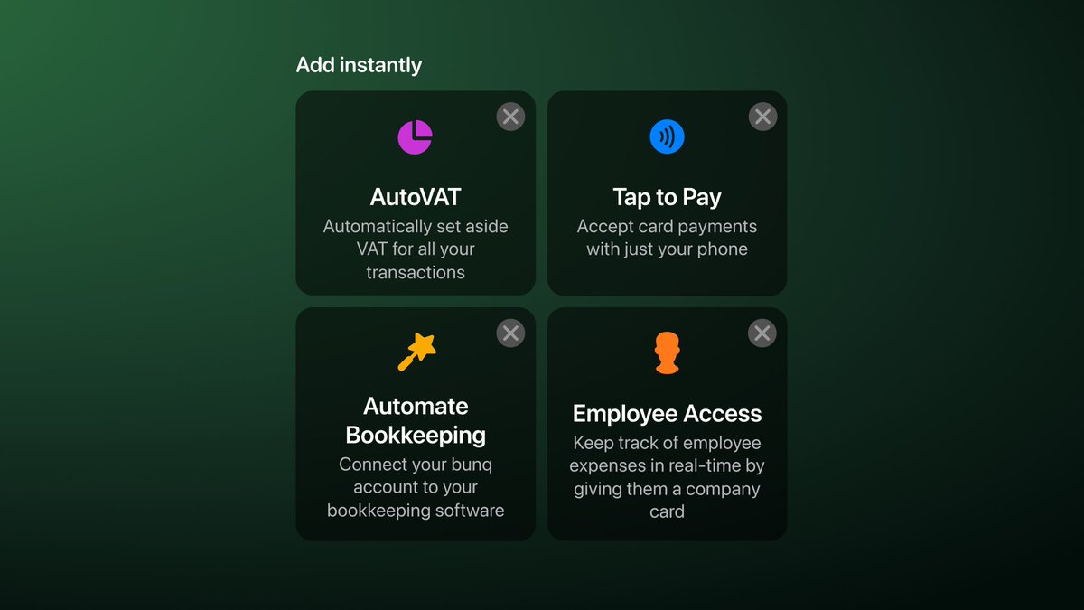 bunq's tweet photo. 💼 Full-fledged banking for your Business.
bunq Business Accounts make it easy to manage company finances, stay on top of taxes, and track team spending—all while keeping business and personal banking completely separate.

#bunqUpdate29 #BusinessAccount https://t.co/CYXDo245Gp