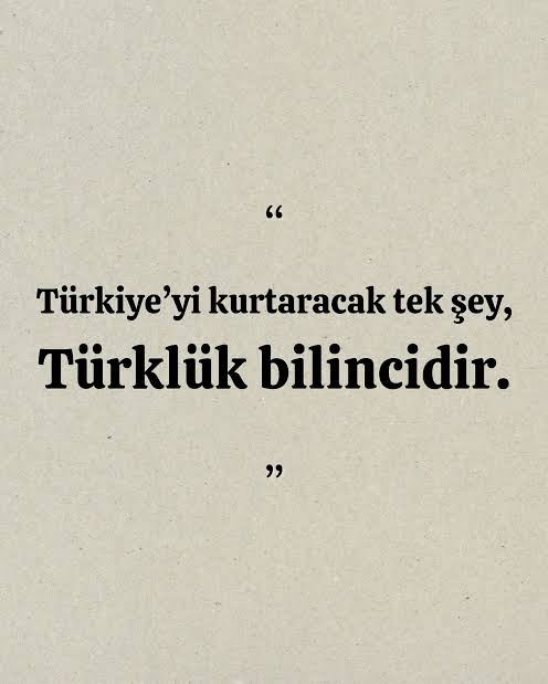 Türkiye'yi kurtaracak tek şey, Türklük bilincidir.