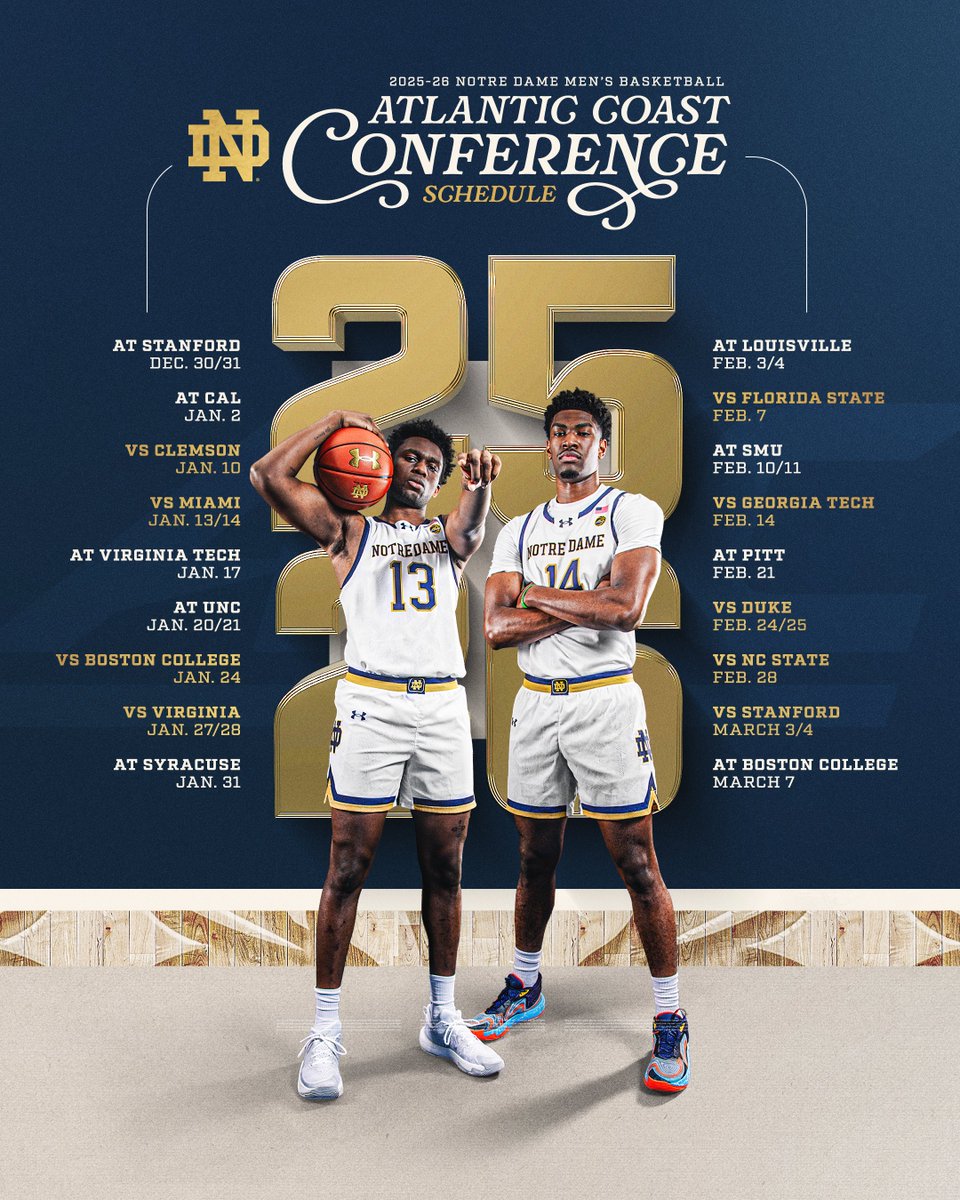 Notre Dame Men's Basketball (@ndmbb) on Twitter photo lock it in for 2025-26 🔒🗓️
→ goiri.sh/2526-ACCSched lock it in for 2025-26 🔒🗓️
→ goiri.sh/2526-ACCSched