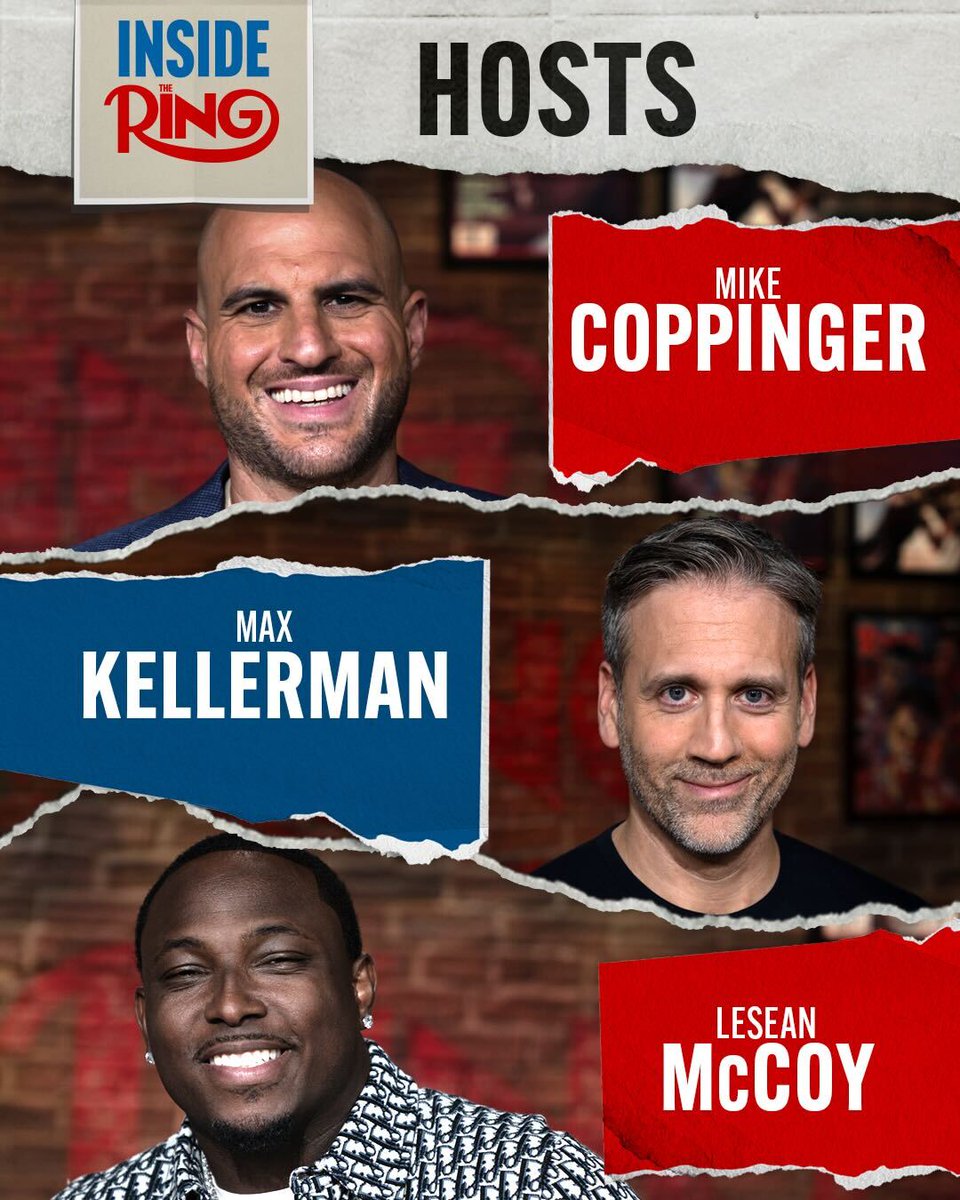 Introducing your official hosts for Inside The Ring! 🍿

🎙️Max Kellerman
🎙️Mike Coppinger
🎙️LeSean McCoy

#InsideTheRing | Launching Sept. 10 | <a href="/InsideRingShow/">InsideRingShow</a> ⏳