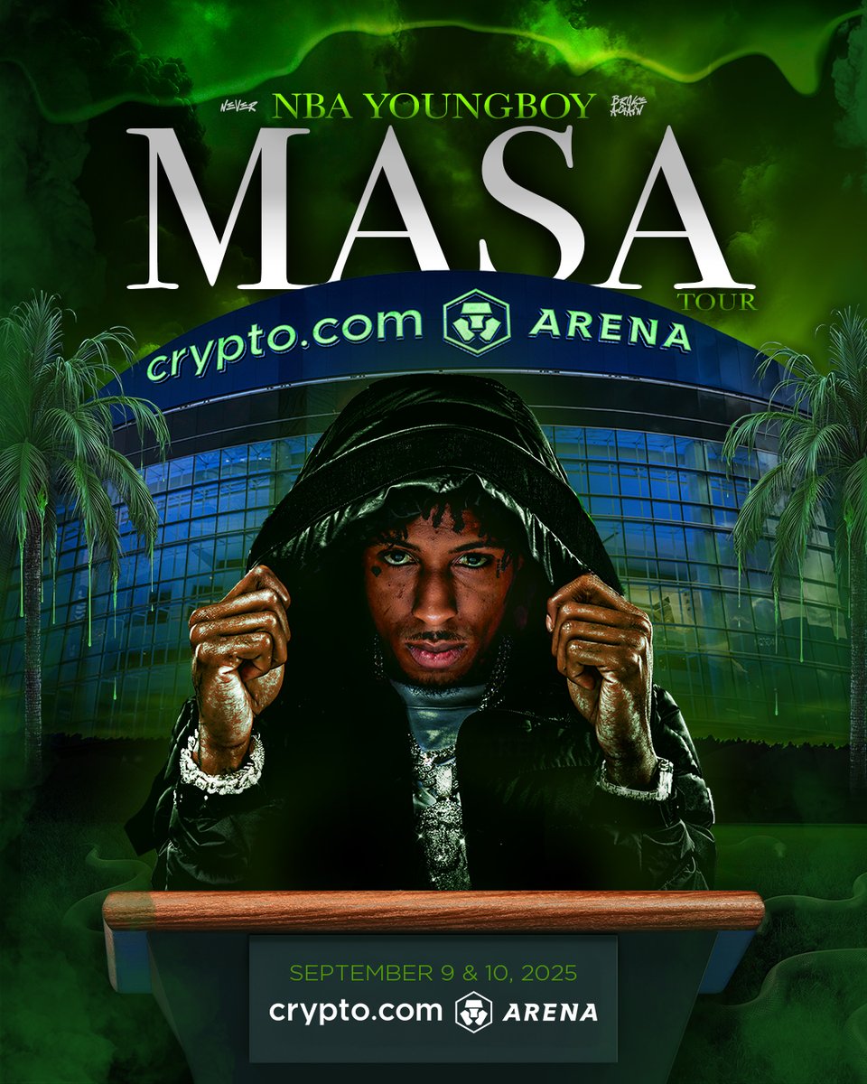 LOS ANGELES! NBA YoungBoy with special guests Offset, Toosii, DeeBaby,  Mellow Rackz, Lil Dump & k3 are taking over https://t.co/mht717xyVs Arena  for two nights 🙌💚 Doors open - 6:30PM Show starts -