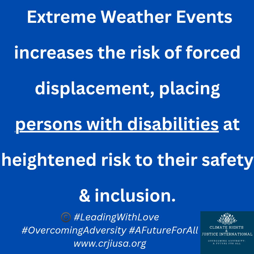 crji_info's tweet photo. #DisabilityAwarenes #ClimateCrisis #ForcedDisplacements #ClimateRefugees #DisabilityRights #DisabilityInclusion. #StandUp4DisabilityRights
Learn more 👇
https://t.co/83mry09e5f https://t.co/obq6rPi4qS
