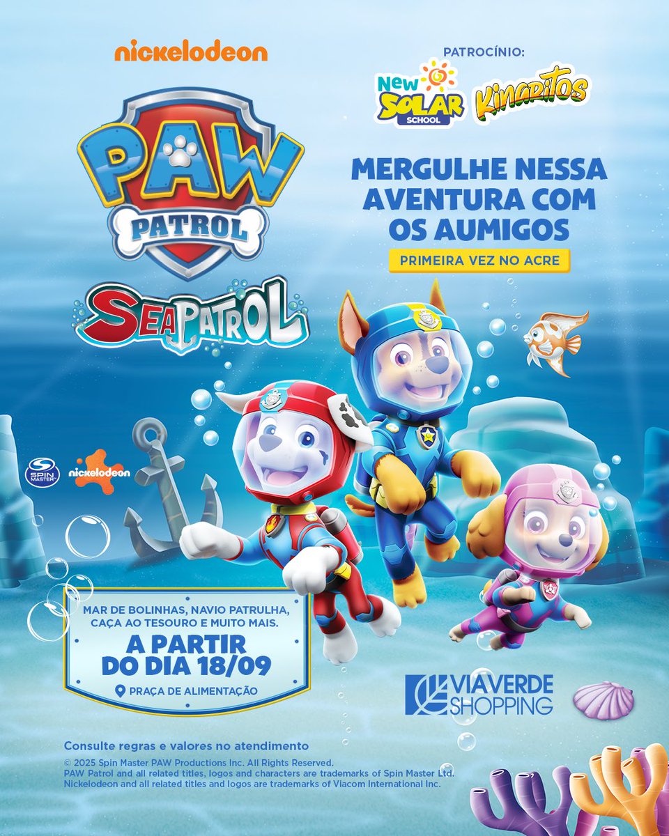 viaverdeshop's tweet photo. 🚨 Pela primeira vez no Acre, a #PatrulhaCanina vem aí no Via Verde Shopping!
🐾 Mar de bolinhas, navio patrulha, caça ao tesouro e muito mais.

📅 A partir do dia 18 de setembro
📍 Praça de Alimentação

👉 Prepare-se para essa aventura em família! https://t.co/4Et3m3zFMg