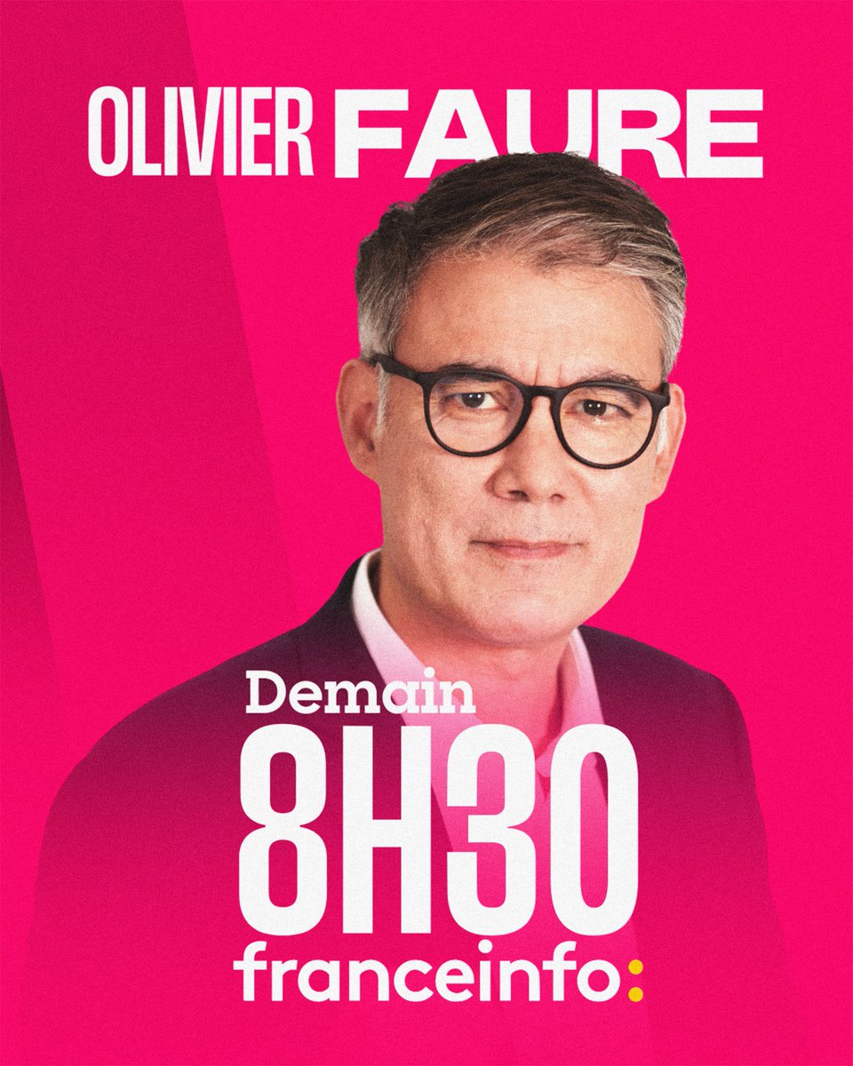 Demain, je serai l'invité de la matinale de <a href="/franceinfo/">franceinfo</a>

Retrouvons-nous à 8h30 👉franceinfo.fr/en-direct/tv.h…