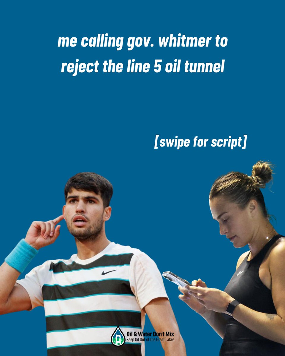 OilWaterDntMix's tweet image. Rejecting the Line 5 oil tunnel would be a match point for our collective future. 📞 Call Governor Whitmer now and urge her to reject the Enbridge tunnel scheme! Let&apos;s prevent environmental hazards from sidelining our future.

#ShutDownLine5 #mipolitics #peoplevsfossilfuels