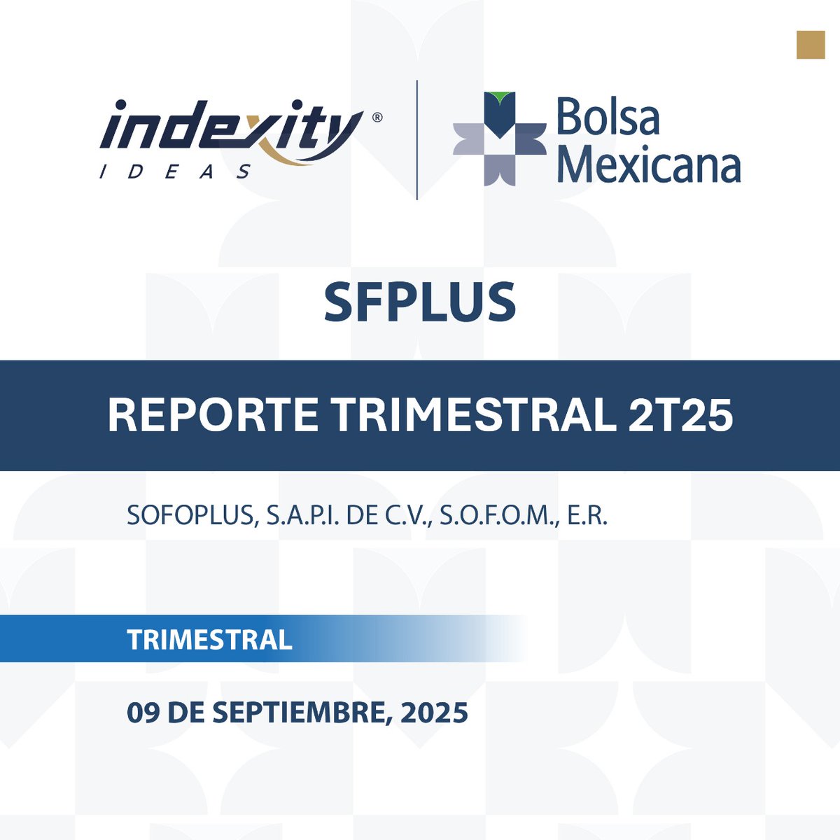 IndexityIdeas's tweet image. SFPLUS - Reporte Trimestral 2T25: indexity.info/SFPLUS9sep

#Trimestral #SOFOM #Nacional #Extranjero #Financiamiento #Bursátil #México #Indexity #Indicadores indexity.mx