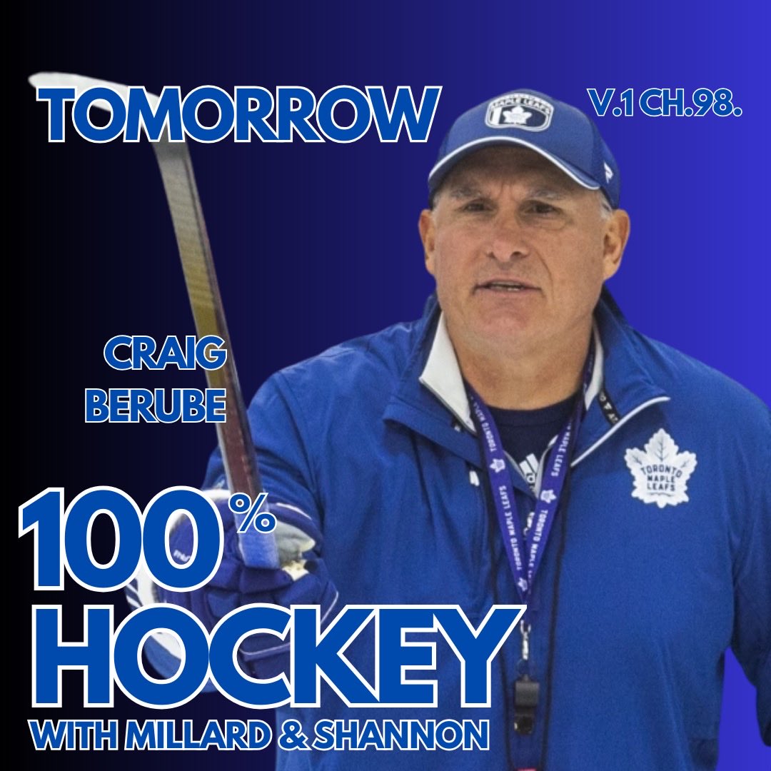 Tomorrow on 100% Hockey.  

⁦<a href="/MapleLeafs/">Toronto Maple Leafs</a>⁩ Head Coach Craig Berube.