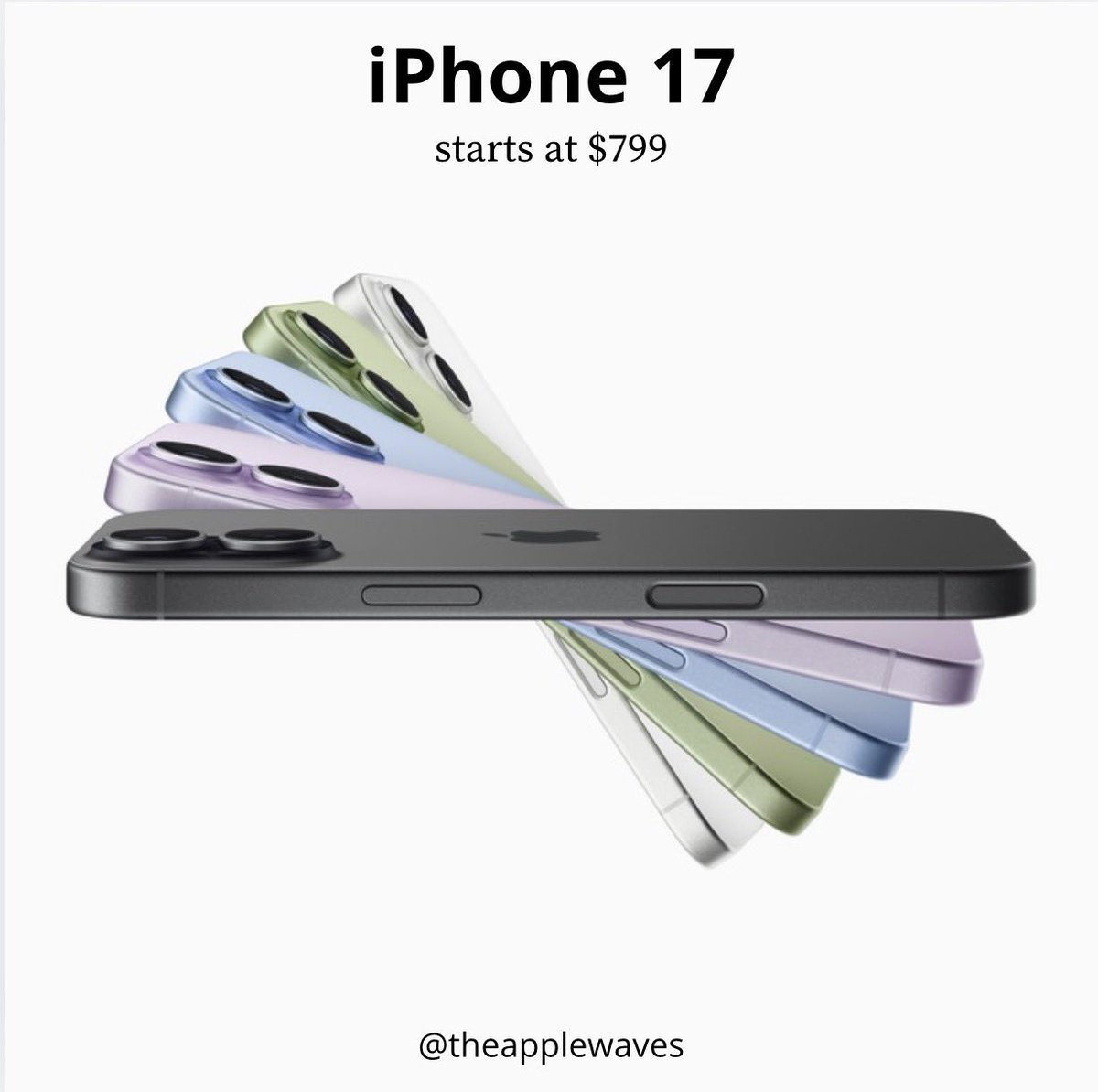 theapplewaves's tweet photo. iPhone 17 will now be available starting with 256GB of storage and a 512GB option, in five colors: black, lavender, mist blue, sage, and white. Pre-orders begin Friday, September 12, with availability beginning Friday, September 19.

#theapplewaves #iphone17 #appleevent https://t.co/NuwK9MzlFN