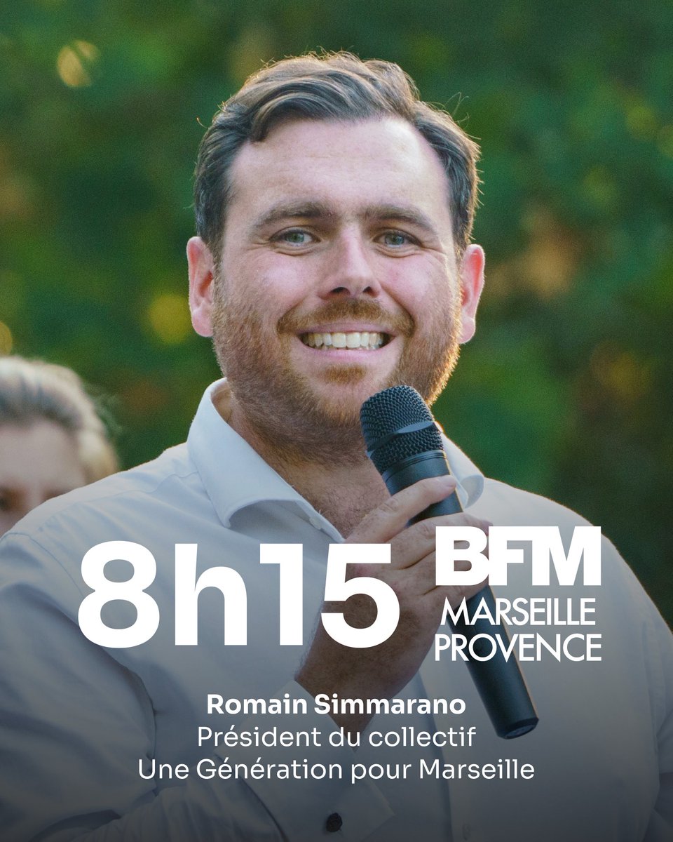 Une Génération pour Marseille (@generationmrs) on Twitter photo Demain matin, à 8h15, rendez-vous avec <a href="/RomainSimmarano/">Romain Simmarano 🎗️</a>, président du collectif, sur <a href="/BFMMarseille/">BFM Marseille Provence</a>.
À demain 👋 Demain matin, à 8h15, rendez-vous avec <a href="/RomainSimmarano/">Romain Simmarano 🎗️</a>, président du collectif, sur <a href="/BFMMarseille/">BFM Marseille Provence</a>.
À demain 👋