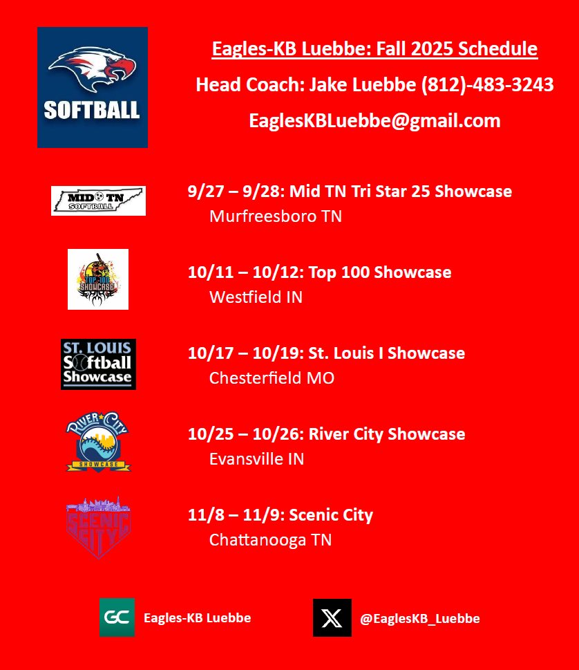 Our fall 2025 schedule 🥎

We have had two really productive practices thus far with another planned before we head south and hit the dirt in Tennessee at the end of the month!